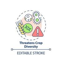 Threatens crop diversity concept icon. Cross pollination. Disadvantages of gmo abstract idea thin line illustration. Isolated outline drawing. Editable stroke. Arial, Myriad Pro-Bold fonts used vector