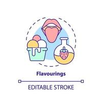 Flavourings concept icon. Natural and synthetic origin. Food additives abstract idea thin line illustration. Isolated outline drawing. Editable stroke. Arial, Myriad Pro-Bold fonts used vector