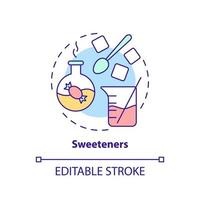 Sweeteners concept icon. Sugar substitute. Glucose and fructose. Food additives abstract idea thin line illustration. Isolated outline drawing. Editable stroke. Arial, Myriad Pro-Bold fonts used vector