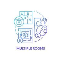 Multiple rooms blue gradient concept icon. Escape room aspect abstract idea thin line illustration. Solve mission. Uncovering hidden secrets. Isolated outline drawing. Myriad Pro-Bold font used vector