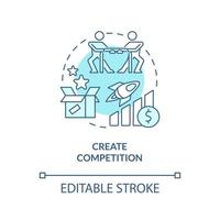 Create competition turquoise concept icon. Business struggle. Market economy pros abstract idea thin line illustration. Isolated outline drawing. Editable stroke. Arial, Myriad Pro-Bold fonts used vector
