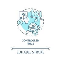 Controlled price turquoise concept icon. Price mechanism. Mixed economy features abstract idea thin line illustration. Isolated outline drawing. Editable stroke. Arial, Myriad Pro-Bold fonts used vector