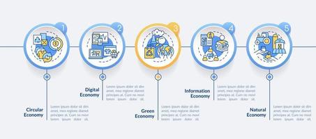 plantilla infográfica circular de modelos económicos. estrategia de mercadeo. visualización de datos con 5 pasos. gráfico de información de la línea de tiempo del proceso. diseño de flujo de trabajo con iconos de línea. lato-negrita, fuentes regulares utilizadas vector