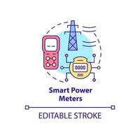 Smart power meters concept icon. Intelligent grid components abstract idea thin line illustration. Isolated outline drawing. Editable stroke. Roboto-Medium, Myriad Pro-Bold fonts used vector