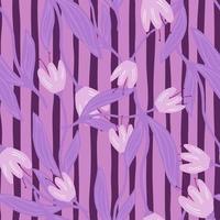 Vintage tulip flower seamless pattern on stripe background. vector