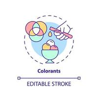 Colorants concept icon. Natural and synthetic pigment. Food additives abstract idea thin line illustration. Isolated outline drawing. Editable stroke. Arial, Myriad Pro-Bold fonts used vector