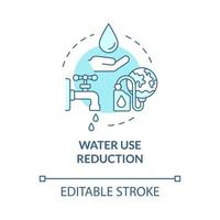 Water use reduction turquoise concept icon. Climate changes prevention abstract idea thin line illustration. Isolated outline drawing. Editable stroke. Roboto-Medium, Myriad Pro-Bold fonts used vector