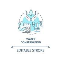 Water conservation turquoise concept icon. Drip irrigation abstract idea thin line illustration. Smart farming. Isolated outline drawing. Editable stroke. Roboto-Medium, Myriad Pro-Bold fonts used vector