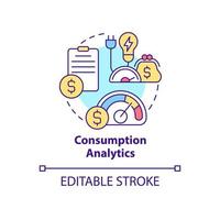 Consumption analytics concept icon. Possibilities of smart grid abstract idea thin line illustration. Isolated outline drawing. Editable stroke. Roboto-Medium, Myriad Pro-Bold fonts used vector