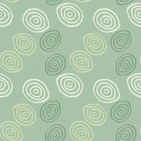 Geometric pattern in pastel colors. Yellow, white and green spirals on light green background. vector