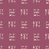 Tribal symbols seamless pattern isolated on red background. Ancient ethnic endless wallpaper. vector