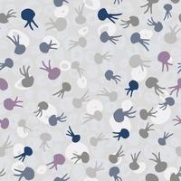 Random seamless underwater pattern with octopus elements. Little marine ornament in pastel colors on light background. vector