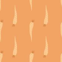 Cute orange carrot seamless pattern on dots background. vector