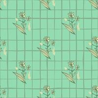 Hand drawn flowers bouquet seamless pattern on line background. Floral endless wallpaper in vintage style. vector