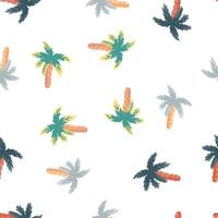 Coconut palm tree shapes seamless pattern in pastel colors. Isolated tropical ornament. White background. vector