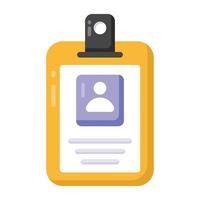 ID badge showing personal biodata, flat style icon vector