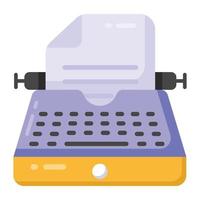 Typewriter icon vector, typing machine vector