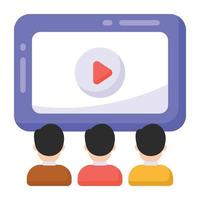 Online video icon in editable flat style vector