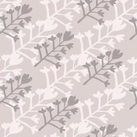 Light seamless botanic pattern with flowers and branches. Floral elements in purple and whte colors, pastel background. vector