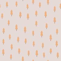 Little orange fir trees seamless pattern. Pastel soft grey background. Simple holiday backdrop. vector