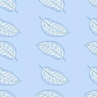 Pastel light leaf contoured shapes seamless pattern. Blue tones palette artwork. Abstract floral design. vector