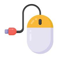 icono de accesorio de computadora, diseño plano de mouse de computadora vector