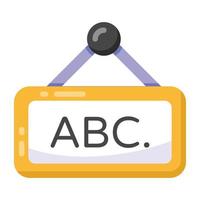 un icono de la educación básica, diseño plano del tablero abc vector