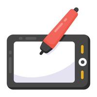 icono de tableta gráfica en diseño de vector plano, tableta de pluma