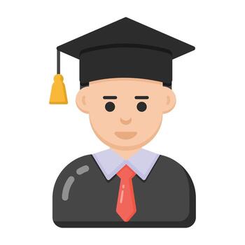 Male wearing academic cap, convocation icon vector