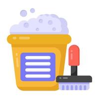 Car pail flat style icon, car cleaning equipment vector