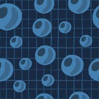 Random seamless doodle pattern with navy blue pearls silhouettes. Chequered background. Marine backdrop. vector