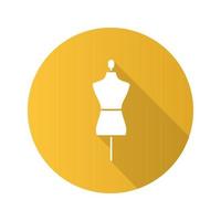 Mannequin flat design long shadow glyph icon. Tailor's dummy. Vector silhouette illustration