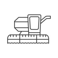 Combine harvester linear icon. Agricultural implement. Thin line illustration. Contour symbol. Vector isolated outline drawing