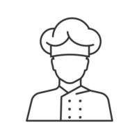 Chef cook linear icon. Kitchen worker. Thin line illustration. Contour symbol. Vector isolated outline drawing