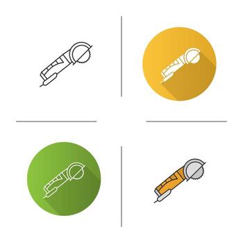 icono de la máquina amoladora angular. Diseño plano, estilos lineales y de color. ilustraciones de vectores aislados