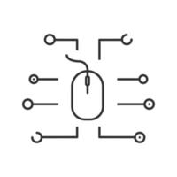 Computer mouse linear icon. Thin line illustration. Digital management. Computer hardware. Contour symbol. Vector isolated outline drawing