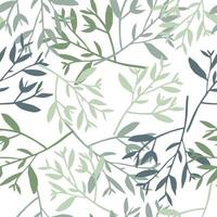 Creative branches with leaves seamless pattern on white background. Geometric forest leaf endless wallpaper. vector