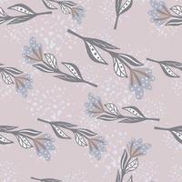 Decorative seamless nature pattern with random contoured grey flowers shapes. Background with splashes. vector