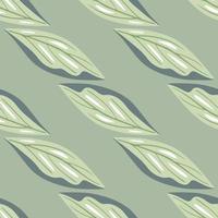 Pastel tones seamless pattern with geometric leaf silhouettes print. Green palette nature artwork. vector
