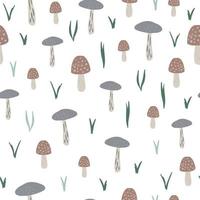 mushrooms seamless pattern. Creative autumn botanical texture. vector