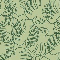 Monstera leaves seamless pattern in outline style. Botanical leaf backdrop. vector