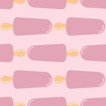 Seamless pattern with eskimo pie in pink colors. vector