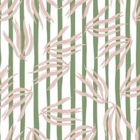 Random seaweeds seamless pattern on stripe background. vector