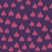 Vegeterian seamless pattern with little random fig ornament. Purple colors. Exotic fruit decor. vector