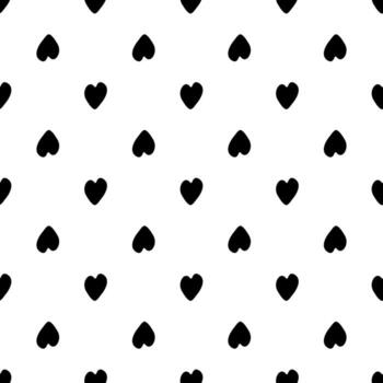 Seamless pattern with simple hearts in black color. vector