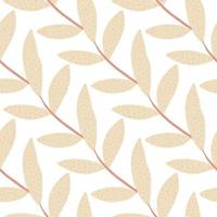 Minimalistic floral branches on white background. Isolated seamless pattern in light pink colours. vector