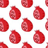 Isolated seamless pattern with red garnets. Doodle fruit print on white background. vector