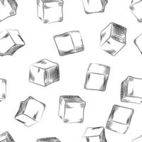 Sugar cube seamless pattern. Hand drawn ice cube wallpaper. vector