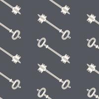 Seamless minimalistic stylized pattern with white keys silhouettes. Grey background. Vintage privacy backdrop. vector