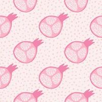 Abstract pomegranate fruit seamless pattern. Geometric pink pomegranates wallpaper in doodle style on dots background. vector